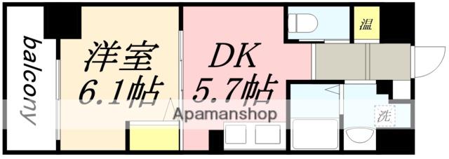 ラ・トゥールにれの木通(1DK/3階)の間取り写真