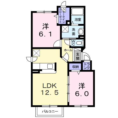 ブリューテ(2LDK/2階)の間取り写真