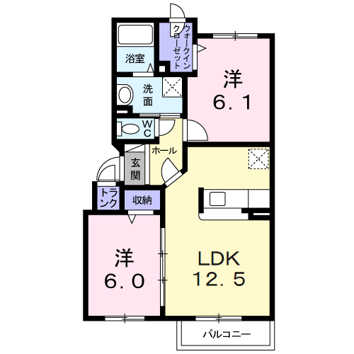 ブリューテ(2LDK/4階)の間取り写真