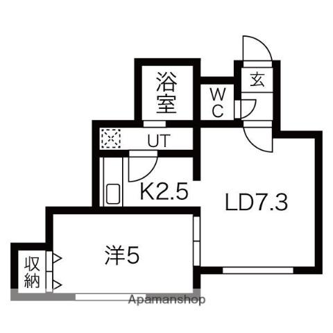ラ・シュエット花園(1LDK/1階)の間取り写真
