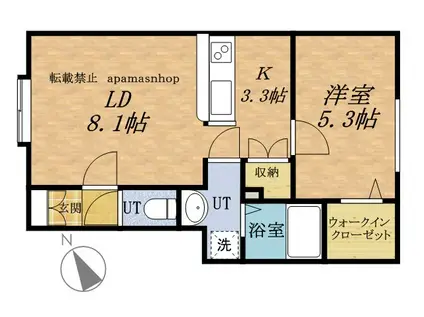 SHANDIA(1LDK/2階)の間取り写真