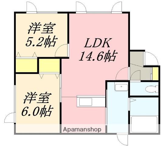 駅前コーポ四番館(2LDK/2階)の間取り写真