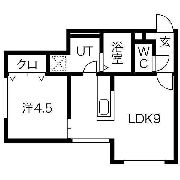 アンデス富岡(1DK/1階)の間取り写真