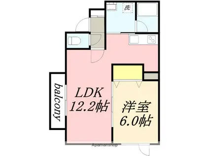 サンリバー富岡(1LDK/3階)の間取り写真