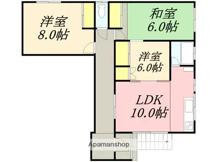 小樽潮見台戸建(3LDK/2階)の間取り写真