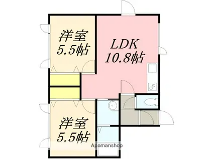 ジョリー手宮(2LDK/1階)の間取り写真