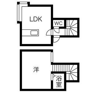 AMS新富A棟(1LDK/2階)の間取り写真