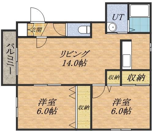 M・GRANGE(2LDK/4階)の間取り写真