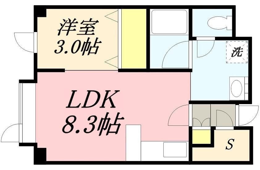 ポート24(1LDK/1階)の間取り写真