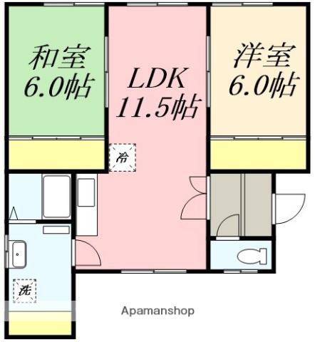 メゾンハセ(2LDK/2階)の間取り写真