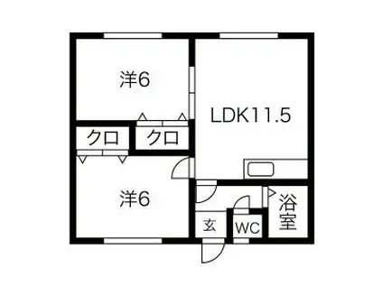 第二大島アパート(2LDK/1階)の間取り写真