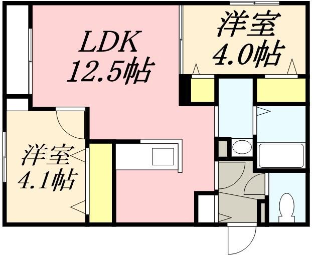 FARANDOLE南小樽(2LDK/1階)の間取り写真