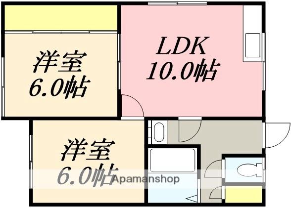 マンション福田(2LDK/3階)の間取り写真