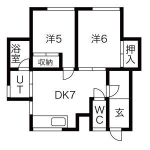 本間アパート(2DK/1階)の間取り写真