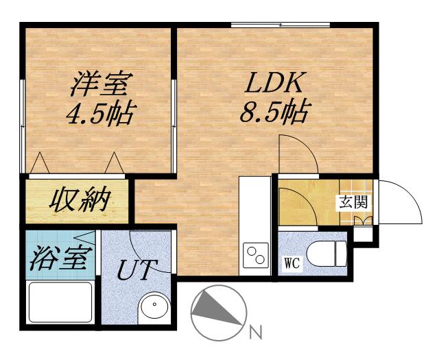 アンデス富岡(1LDK/1階)の間取り写真