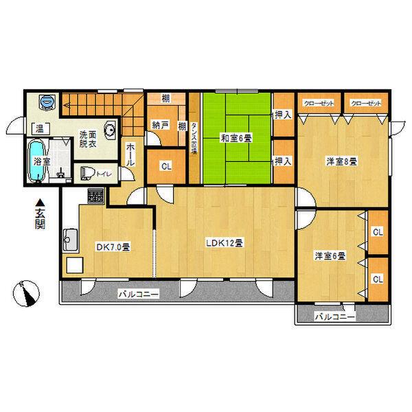 函館本線 銭函駅 徒歩13分 2階建 築34年(3LDK)の間取り写真