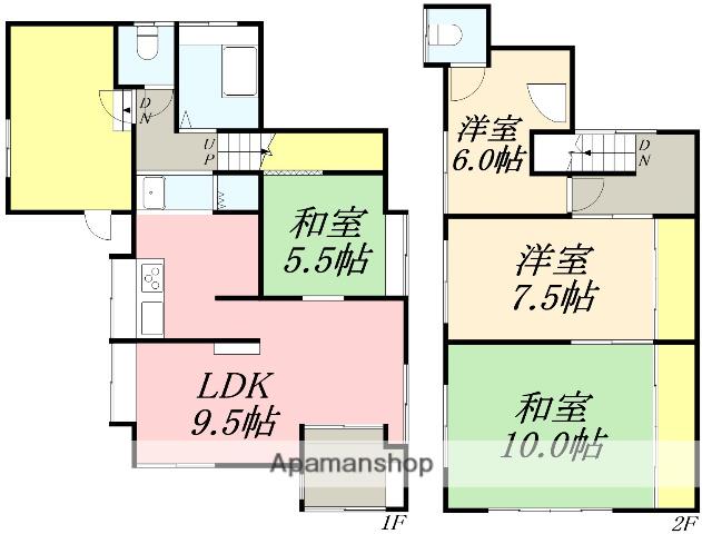 函館本線 小樽駅 バス乗車時間：7分 長橋４バス停で下車 徒歩15分 2階建 築68年(3LDK)の間取り写真