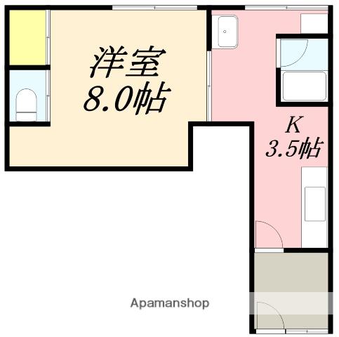 宮アパートⅠ(ワンルーム/2階)の間取り写真