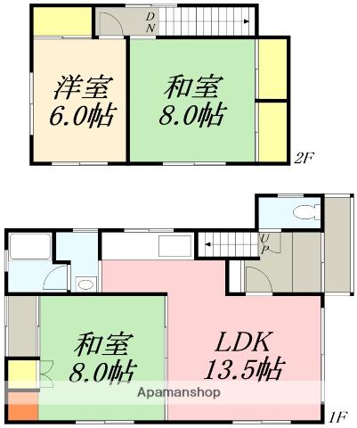 函館本線 朝里駅 徒歩12分 2階建 築49年(3LDK)の間取り写真