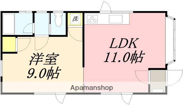 北海道小樽市 2階建 築46年(1LDK)の間取り写真