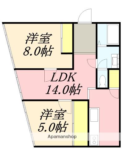 ユニカビル(2LDK/3階)の間取り写真