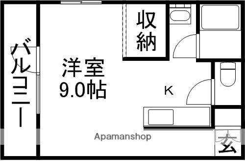 パレドシャンス(1K/3階)の間取り写真