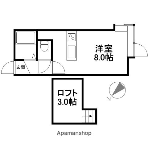 ソニア花園1(ワンルーム/3階)の間取り写真