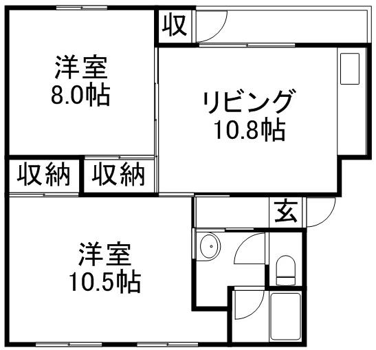マンション一期一会(2LDK/2階)の間取り写真