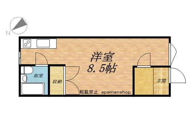 ユースフラットアルカディア(ワンルーム/2階)の間取り写真