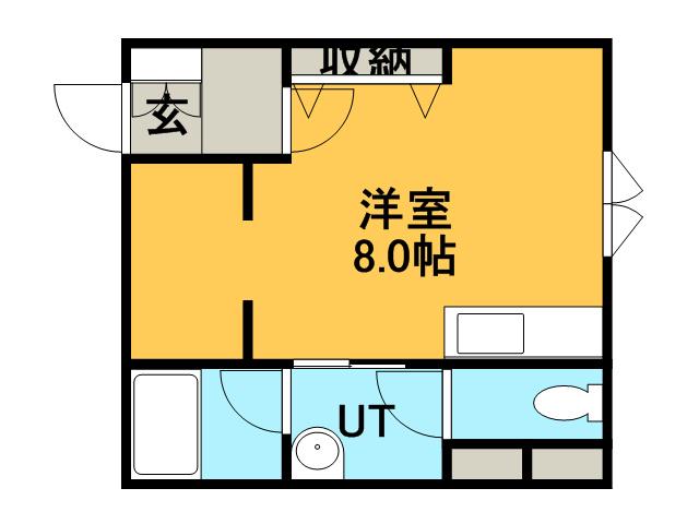 サンセットヒルズⅠ(ワンルーム/2階)の間取り写真