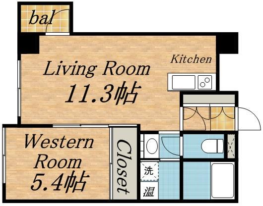 サムティ学園前(1LDK/6階)の間取り写真