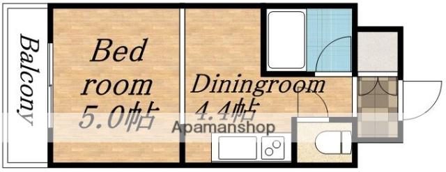 Lハイム豊平公園(1DK/2階)の間取り写真