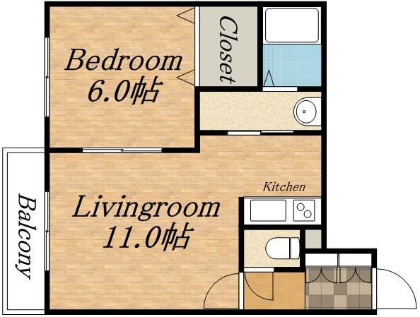 モンレーヴ豊平公園(1LDK/2階)の間取り写真