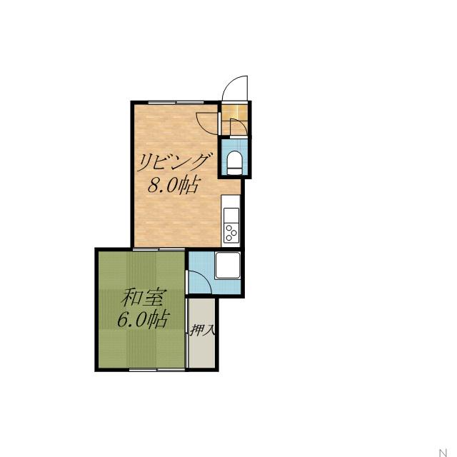 コーポ清和(1DK/2階)の間取り写真