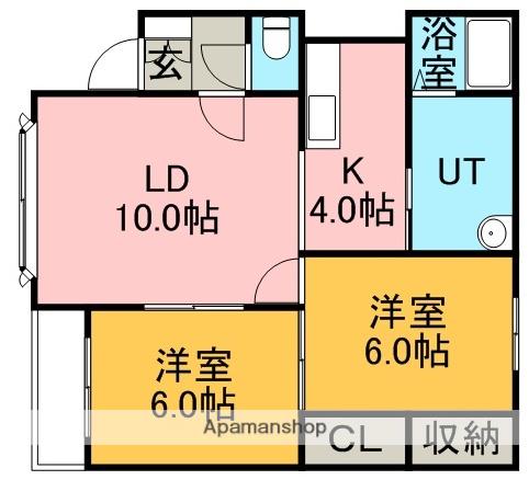 オークハイツ中の島(2LDK/3階)の間取り写真