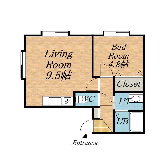 MAJESTIC北郷壱番館(1LDK/3階)の間取り写真