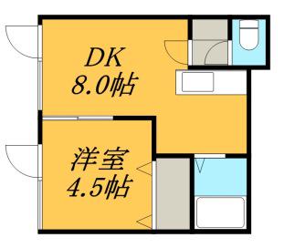アークコート月寒東(1DK/2階)の間取り写真