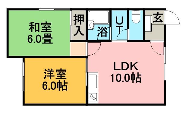 パールハイツ(2DK/1階)の間取り写真