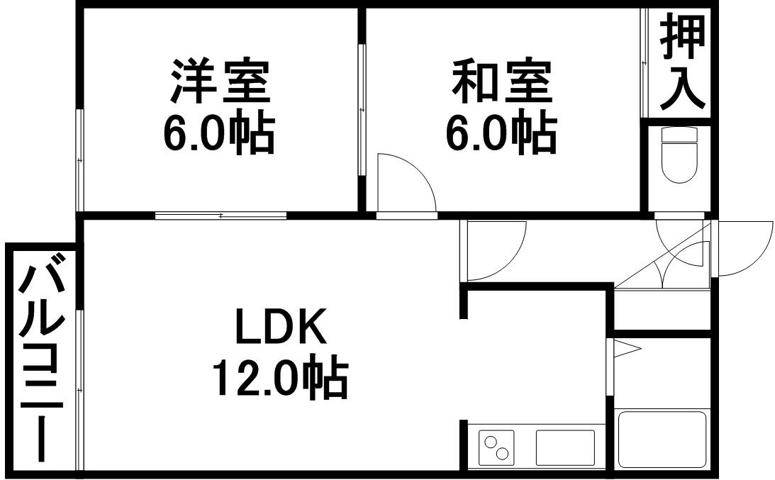 豊平コート(2LDK/10階)の間取り写真