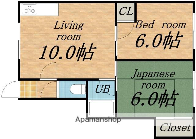 アップルハイツ(2LDK/2階)の間取り写真