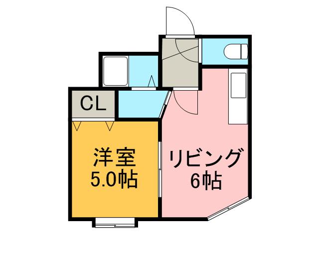 ルミエール澄川4条3丁目(1DK/2階)の間取り写真