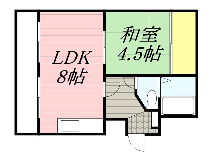 中の島三和ハイツ(1LDK/5階)の間取り写真