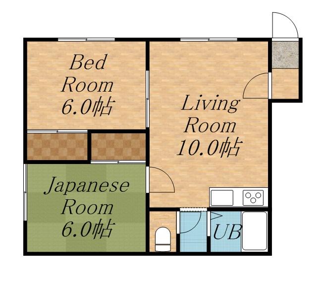 サンコーポラスNO.2(2LDK/1階)の間取り写真