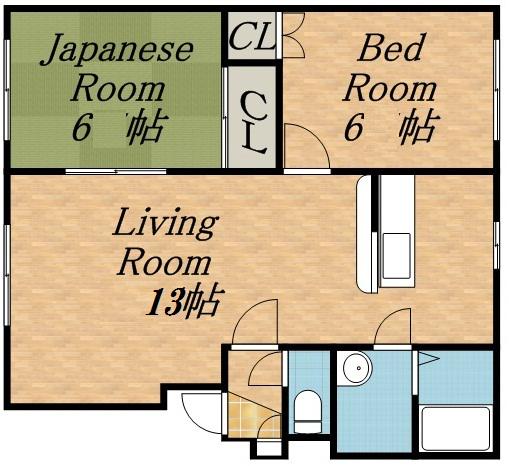 アルフ美園十字街(2LDK/4階)の間取り写真