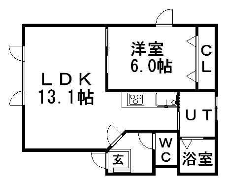 コーポ芳賀(1LDK/1階)の間取り写真