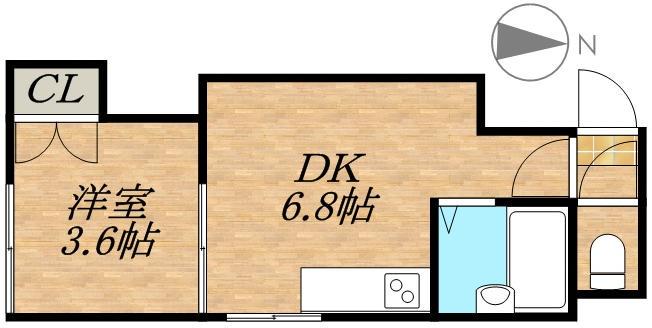 クリエイトS197A棟(1DK/3階)の間取り写真