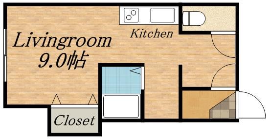 グッドフィールド美園Ⅱ(1K/2階)の間取り写真