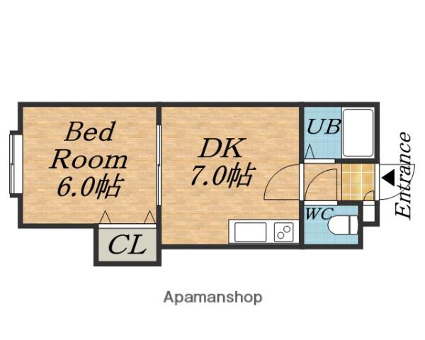 三進栄通マンション(1DK/4階)の間取り写真