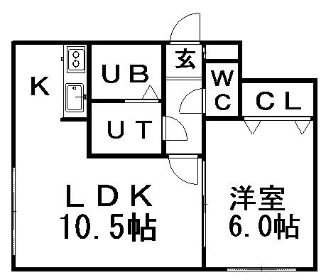 ポラリス(1LDK/1階)の間取り写真