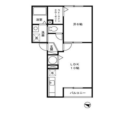 あにまるスクエア四号館(1LDK/1階)の間取り写真